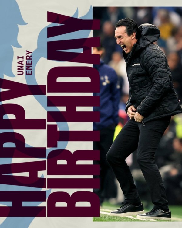 维拉官方祝主帅埃梅里54岁诞辰快意，带队战绩82胜29平43负